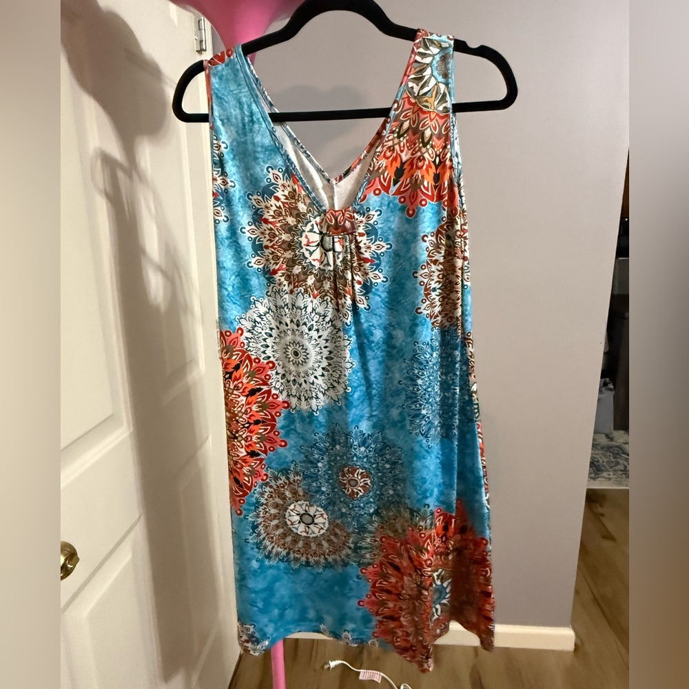 Colorful Sleeveless Dress with Mandala Print